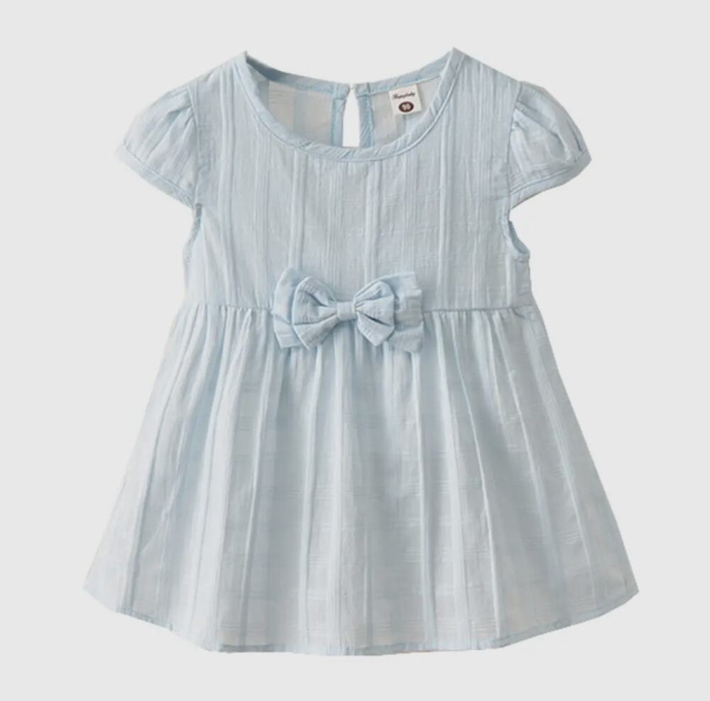 Light Blue Girls Dress with Bow Size 5-6T